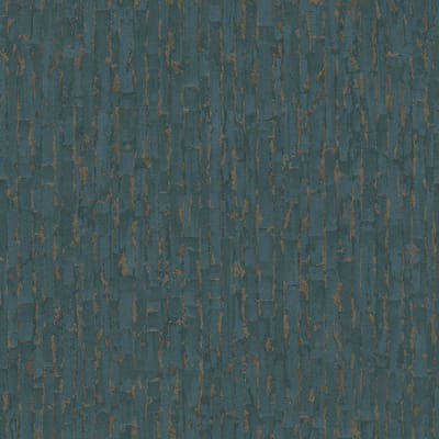 Strepen behang Profhome 786665-GU vliesbehang hardvinyl warmdruk in reliëf gestructureerd met metalen accenten mat blauw platina blauwgrijs 5,33 m2