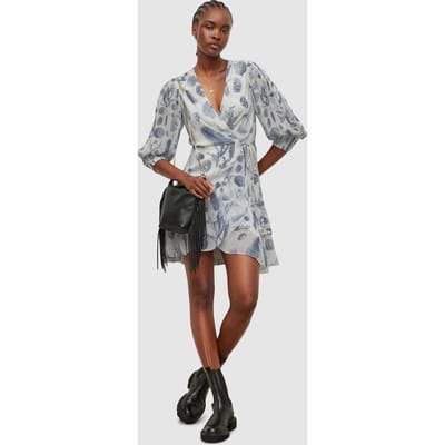 AllSaints Ari Oceano Dress Blue Maat: 12 | Mini Jurken Outlet | Dames | Blauw