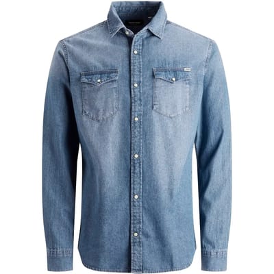 Jack & Jones Denim shirt - JJESHERIDAN SHIRT L/S NOOS - S tot XXL - voor Mannen - blauw