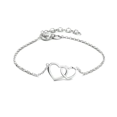 Zilver Gerhodineerde Armband hartjes 1 1333997