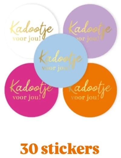 30x Sticker - Kadootje voor jou ! - Color Mix - 4cm - sluitsticker - cadeausticker