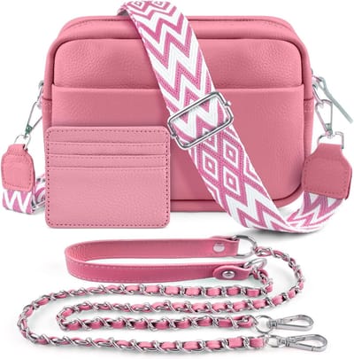 Dailygoods - BROTOU Schoudertas voor mobiele telefoon, echt leer, crossbody tas met 2 brede schouderbanden, kaarthouder, zwarte schoudertas voor dames, leren schoudertas voor dames, kleine tas voor dames met 3
