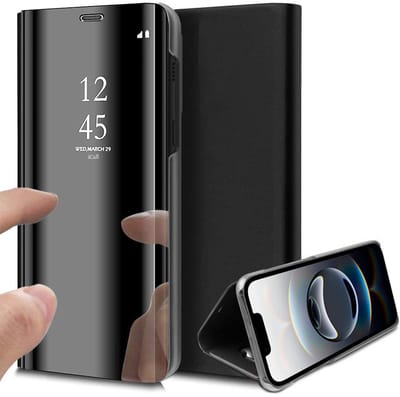 Hoesje geschikt voor iPhone 16e - Spiegel Book Case Zwart