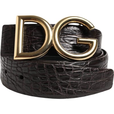 Dolce & Gabbana Zwarte Exotische Leren DG Logo Gesp Riem