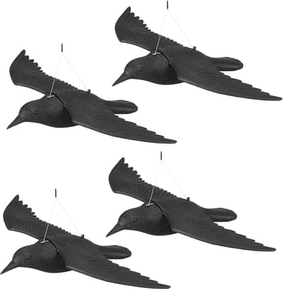 4x duivenverschrikker vliegende kraai - vogelverschrikker - tuinfiguur - afweer