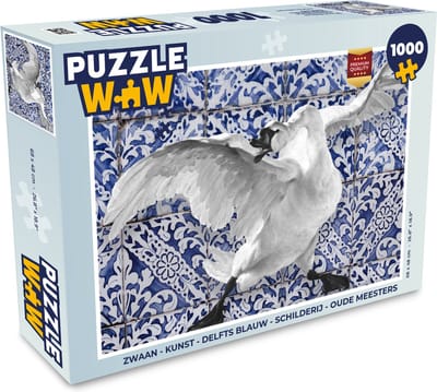 Puzzel Zwaan - Kunst - Delfts blauw - Schilderij - Oude meesters - Legpuzzel - Puzzel 1000 stukjes volwassenen