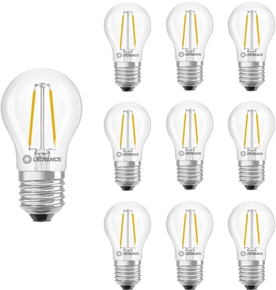 Ledvance LED Classic P45 Filament Lamp E27 - 1.8W 250lm 2700K 230V - Ø45mm - Vintage LED - Geschikt voor Sfeerverlichting, Horeca & Kroonluchters - 10 stuks