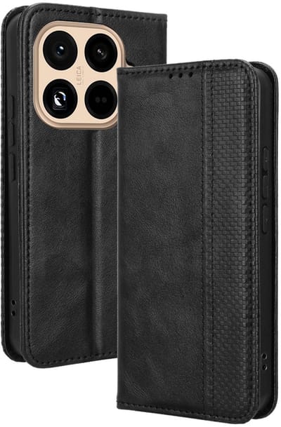 Coverup Hoesje - Geschikt voor Xiaomi 15T Pro Hoesje - Coverup Vintage Style Book Case - Zwart