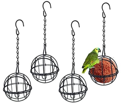 Fat Ball Vogelfeederhouder Set van 4 - Metalen Vogels Feeder voor Buiten