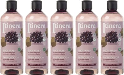 ITINERA - Gladmakende Body Wash met Toscaanse rode druiven, 95% natuurlijke ingrediënten, 370 ml (5 stuks)