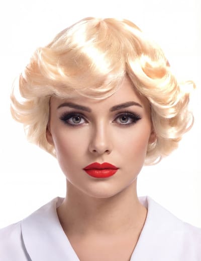 Vegaoo - Korte gekrulde blonde vintage pruik voor vrouwen - Blond - One Size