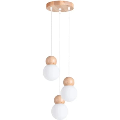 Sollux Lighting Hanglamp Pekka - G9 - wit/natuurlijk hout - glas/hout - 124x31x31cm