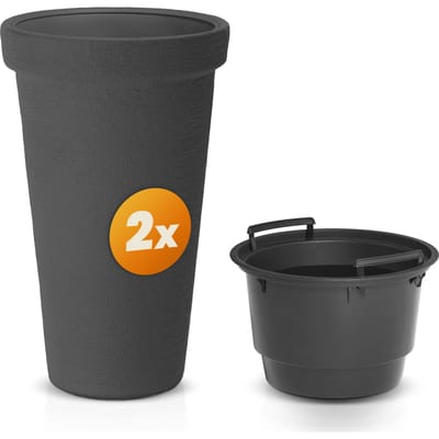 Casaria Bloempot - Set van 2 40x63cm 42l Vorstbestendig - Antraciet