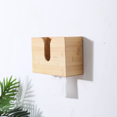 Bamboe wand Tissue box - Tissuehouder voor wandmontage - Muur Tissuedoos hout - Tissuebox voor Wc / Badkamer / Keuken