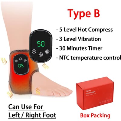 Elektrische Enkelmassager met Vibratie Warmtetherapie Slimme Brace voor Linker Rechter Voeten Bloedcirculatie Ondersteuning black