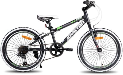 JOYSTAR Lubbock.S 20" Kinder Hardtail Mountainbike - 7 versnellingen - V-brake - Witte noppenbanden - Zwart - Geschikt voor buitenactiviteiten in de lente