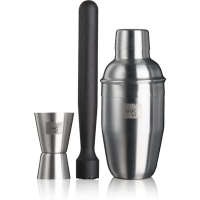 Vacu Vin Cocktailset Basic 3-delig – Cocktailshaker 350 ml – Inclusief Muddler en Jigger – RVS