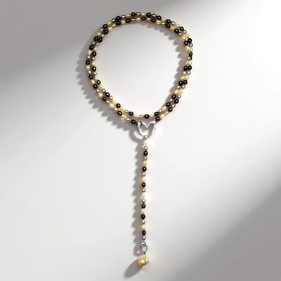 Cavill - Zilveren Halsketting - 925 Sterling Zilver Gerhodineerd - Witte Zoetwater Kweekparel 16x14 mm - Verstelbare Elegant Meerlaagse Parelketting