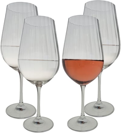 Excellent Houseware Witte wijnglazen - 4x stuks - kristal - streep dessin - 520 ml - H25 cm
