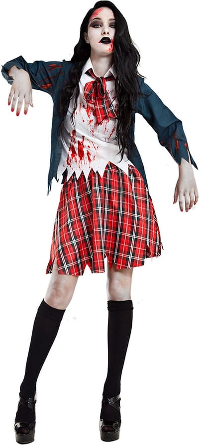 Boland - Kostuum Zombie schoolgirl (M/L) - Volwassenen - Zombie;Schoolmeisje - Halloween - Zombie - Schoolmeisje - Studente - Horror