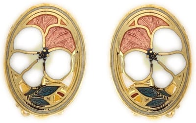 Behave Dames clip oorbellen goud-kleur ovaal met bloemen