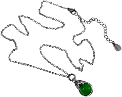 Cabelketting met Groene Kattenoogsteen Hanger, Ketting met Hanger Dames, RVS - Verstelbaar 45-50cm - Handgemaakt dood esde2
