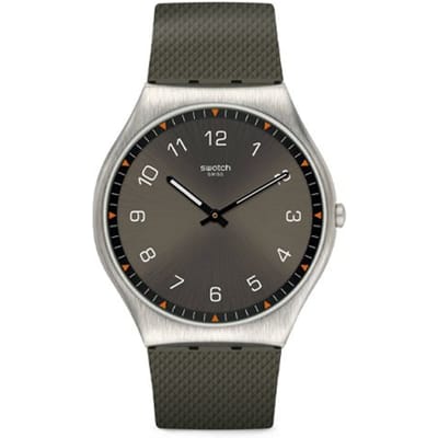 Swatch Skin Serie Quartz Uurwerk 30M Waterbestendig Horloge 45,6 mm Groene Wijzerplaat Roestvrijstalen Kast Rubberen Band Unisex Horloges SS07S103 Green gray