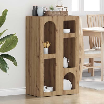 vidaXL - Dressoir - ELST - Artisan - Eiken - 59 - x - 35 - x - 100,5 - cm - Bewerkt - hout