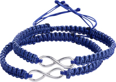 2 Stuks Set Armbanden – Blauw – Handgemaakte Gevlochten Touw Armband voor Mannen en Vrouwen – Infinity Liefde en Geluk Vriendschapsarmband – Valentijnsdag Cadeau Sieraden
