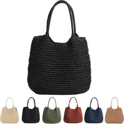 Strooien Schoudertas voor Vrouwen - Grote Capaciteit Strandtas in Boho-stijl
