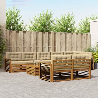 vidaXL - Buiten - bank - set - 9 - st - Natuurlijk - en - Beige