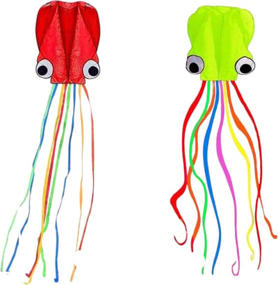 Livano Vlieger Voor Strand - Kite Vliegers - Kindervlieger - Octopus - 4 meter - Rood en Groen