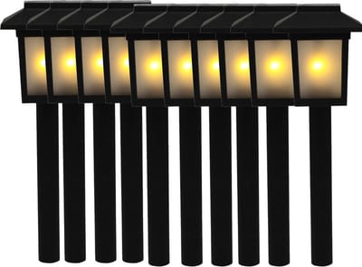 Benson Tuinlamp prikspot - 10x - solar - vlam effect 34,5 cm - sfeervolle tuinverlichting - prikker / lantaarn