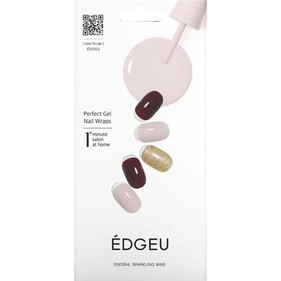 Edgeu, Perfect Gel Nail Wrap, END504, Vin mousseux, lot de 16 bandes