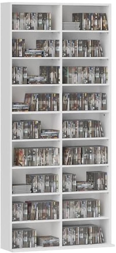 CD/DVD-opslagunit met verstelbare planken voor woonkamer en kantoor - 640 CD's / 360 DVD's