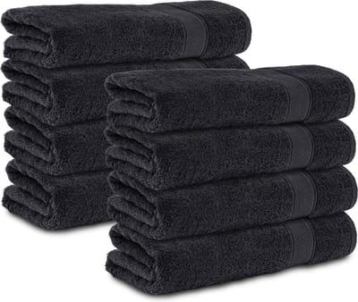 Komfortec 8x Handdoek 70x140 - 100% Katoen – Handdoekenset - Zacht - Zwart