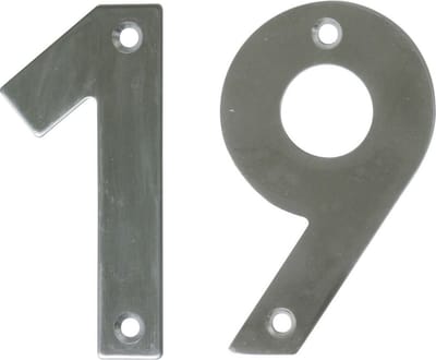 AMIG Huisnummer 19 - massief Inox RVS - 10cm - incl. bijpassende schroeven - zilver
