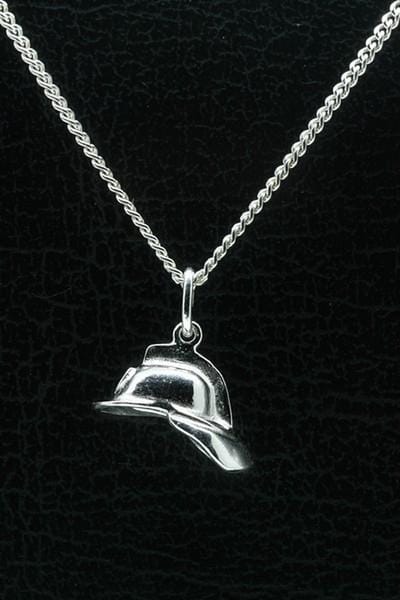 Zilveren Brandweerhelm ketting hanger - middel