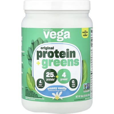 Vega, Plantaardig Origineel Eiwit + Groenten, Romige Vanille, 510g (1 pond 2 ons)