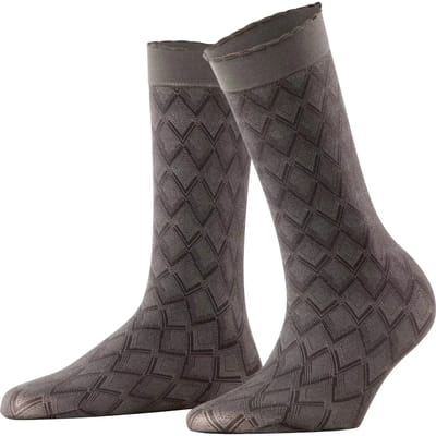 FALKE Ice Dune gedessineerd materiaal halfdoorzichtig 60 DEN sokken dames grijs - maat 35-38