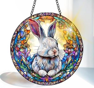 Kleurige glazen zonvanger van 20 cm, decoratieve dierenramenornament met ketting en haak, raamdecoratie voor woonkamer, tuin of balkon, uniek cadeau-idee