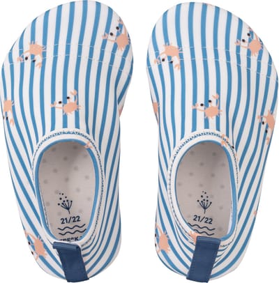 Fresk Zwemschoenen 21/22 -UV 50-bescherming – Antislip Strandschoenen – Quick Dry – Waterschoenen voor Kinderen – Elastische Pasvorm Jongens - Blauw - Stripes & Crabs