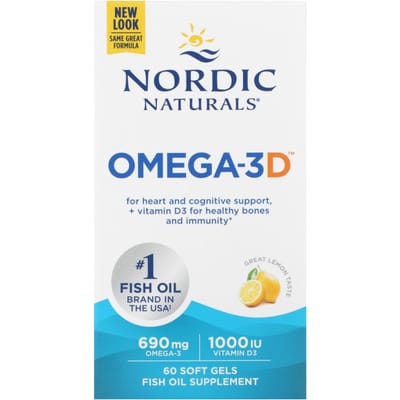 Nordic Naturals, Omega3D, citron, 60 capsules molles