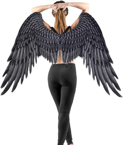 3D Engelenvleugels voor Halloween Kostuumaccessoires - Fleece Feestvleugels voor Carnaval en Cosplay voor Volwassenen in Zwart