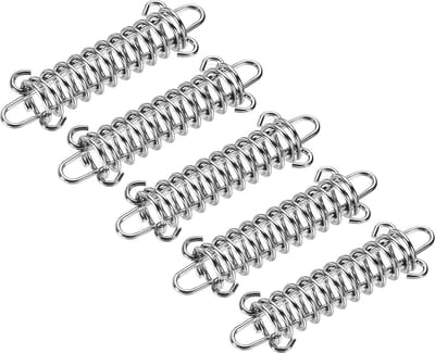 5 stuks - Tenttrekveer - Spanveer - zonnezeil accessoires - veergesp - tent springveren - 11.5cm - RVS - zilver - met dubbele haak - Voor Tenten, Luifels, Boten, Caravan
