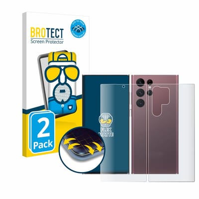 BROTECT - Screenprotector voor Samsung Galaxy S22 Ultra 5G (Voor+Achter) - Folie Beschermfolie matte volledig dekking 2 Stuks