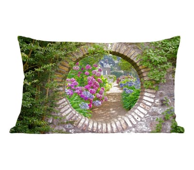 Sierkussens - Kussentjes Woonkamer - 50x30 cm - Doorkijk - Bloemen - Hortensia - Zomer