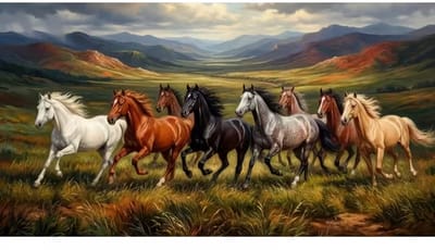 diamond painting paarden aan het rennen in het wild heel mooi schilderijtje om aan de muur gang of kantoor te hebben70 x 40 cm