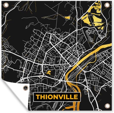Tuin poster Stadskaart - Frankrijk - Plattegrond - Thionville - Kaart - 200x200 cm - Tuindoek