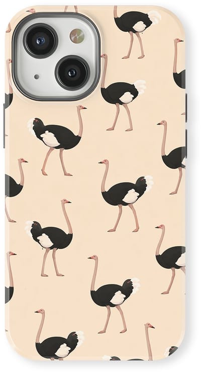 Safari Tough Case geschikt voor iPhone 13 Mini | Premium hoesje met Safari Dieren Design | Geschikt voor Mag | Dieren Print Backcover geschikt voor iPhone 13 Mini Struisvogel
